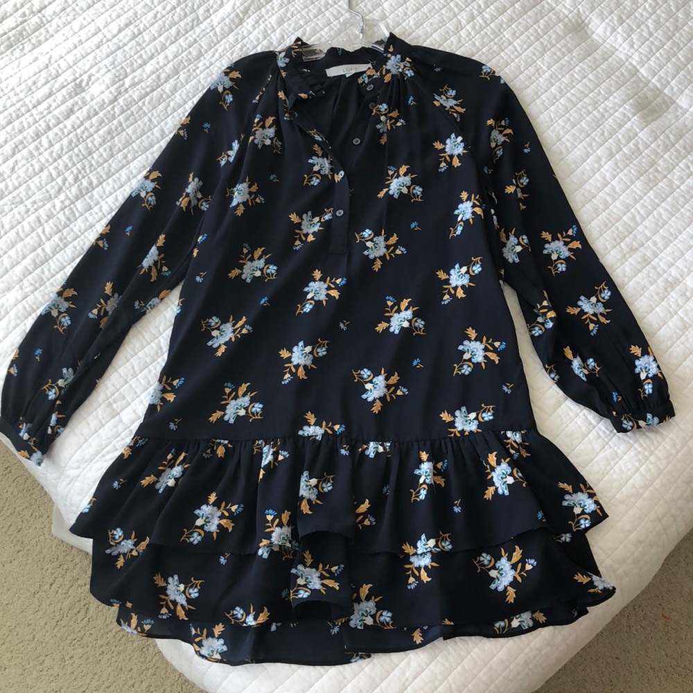 Loft Navy Ruffle Dress - Picture 2 of 7